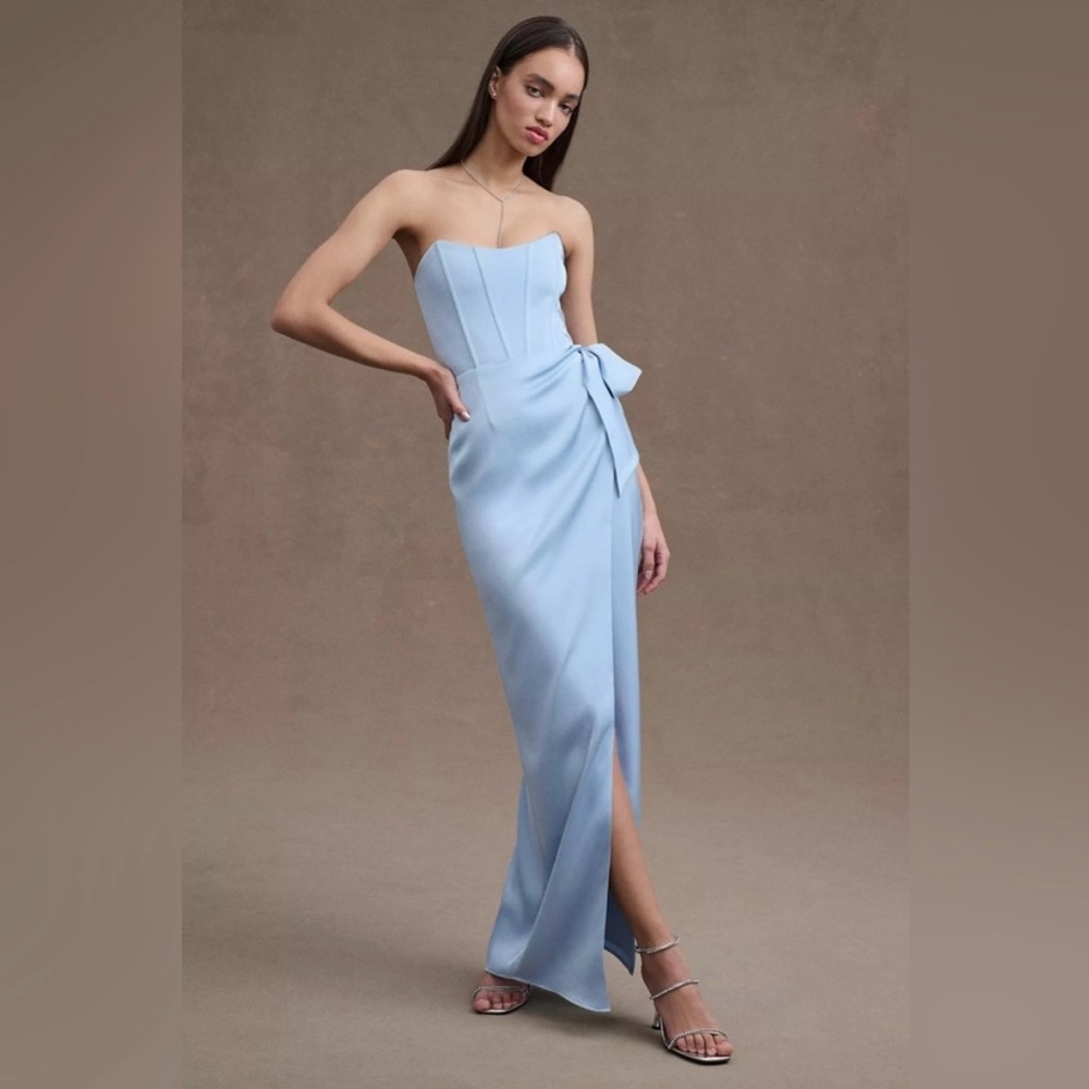 V. Chapman June Corset Front-Slit Gown
